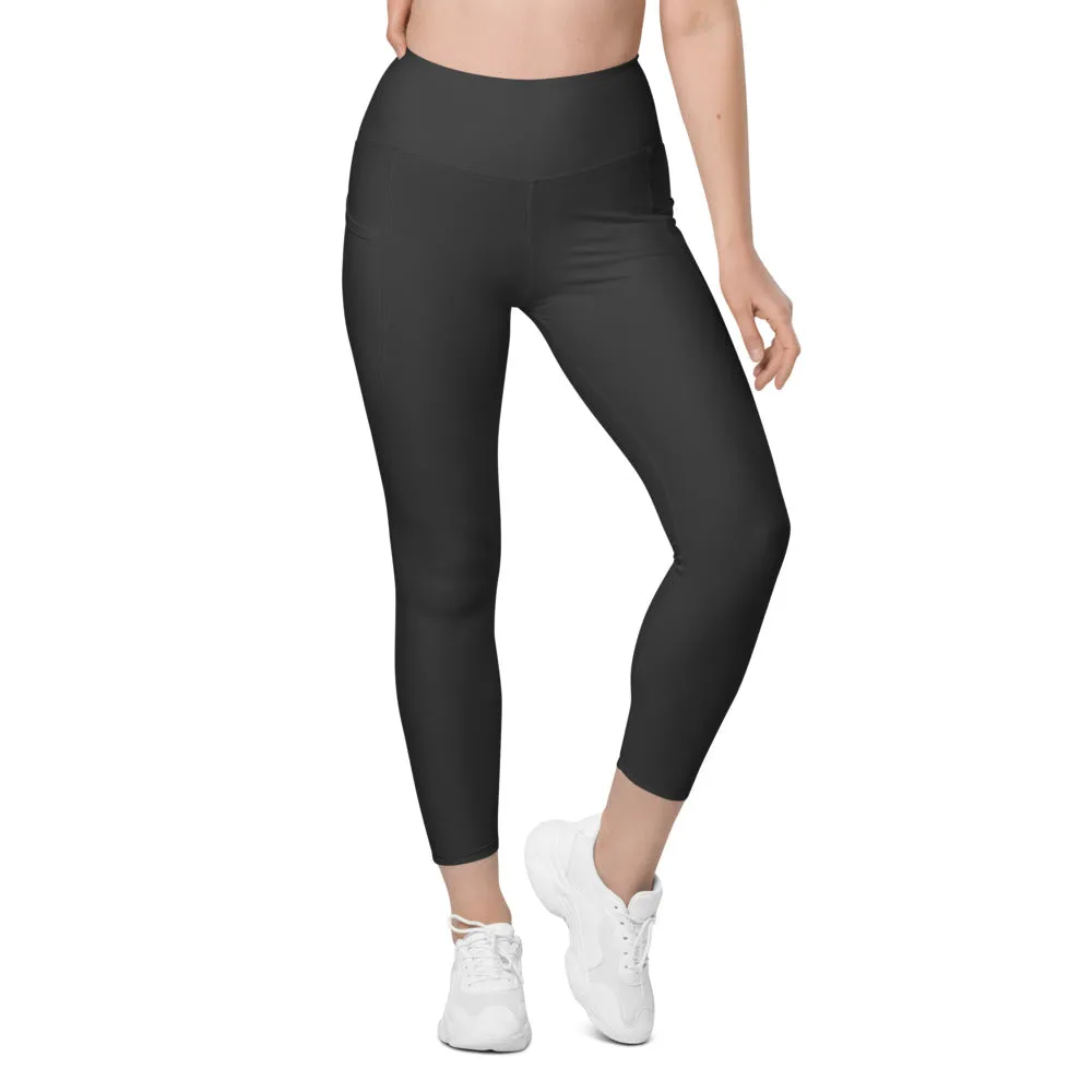 Solid Charcoal Grey Leggings with Pockets