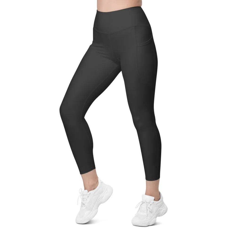 Solid Charcoal Grey Leggings with Pockets