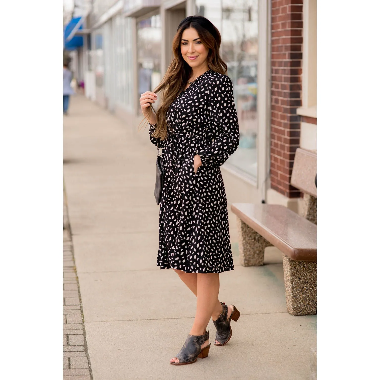 Speckled Long Sleeve Dress