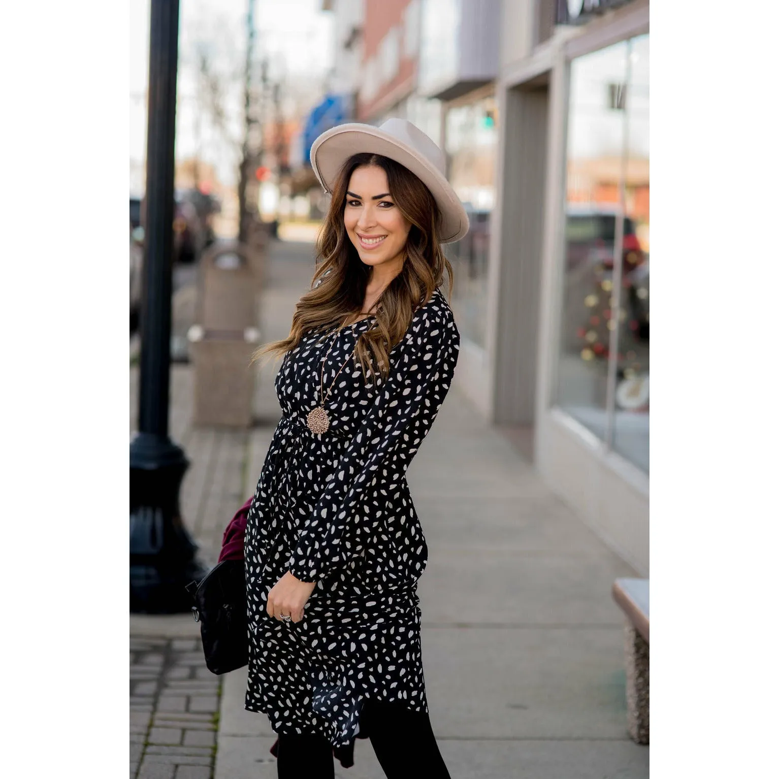 Speckled Long Sleeve Dress