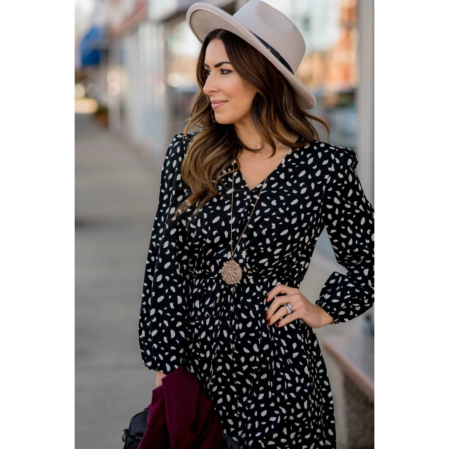 Speckled Long Sleeve Dress