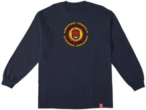 Spitfire OG Fireball Fill LS Tee, Navy Red Yellow