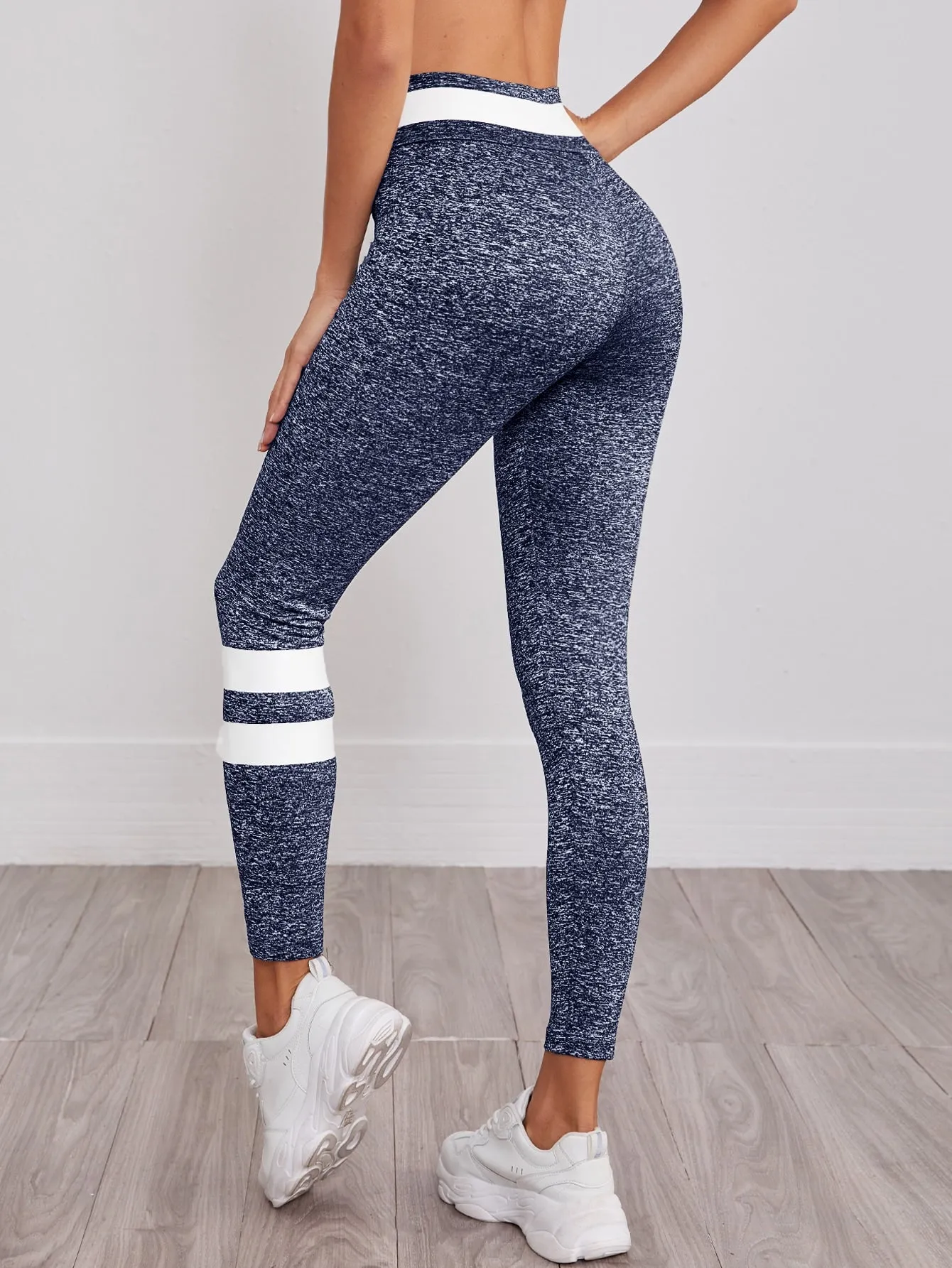 Sporty Colorblock Asymmetrical Cropped Women Leggings