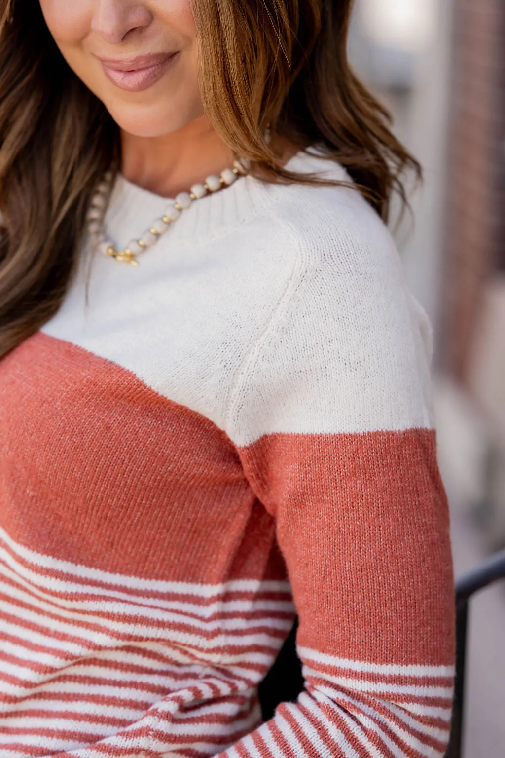 Striped Bottom Blocked Sweater