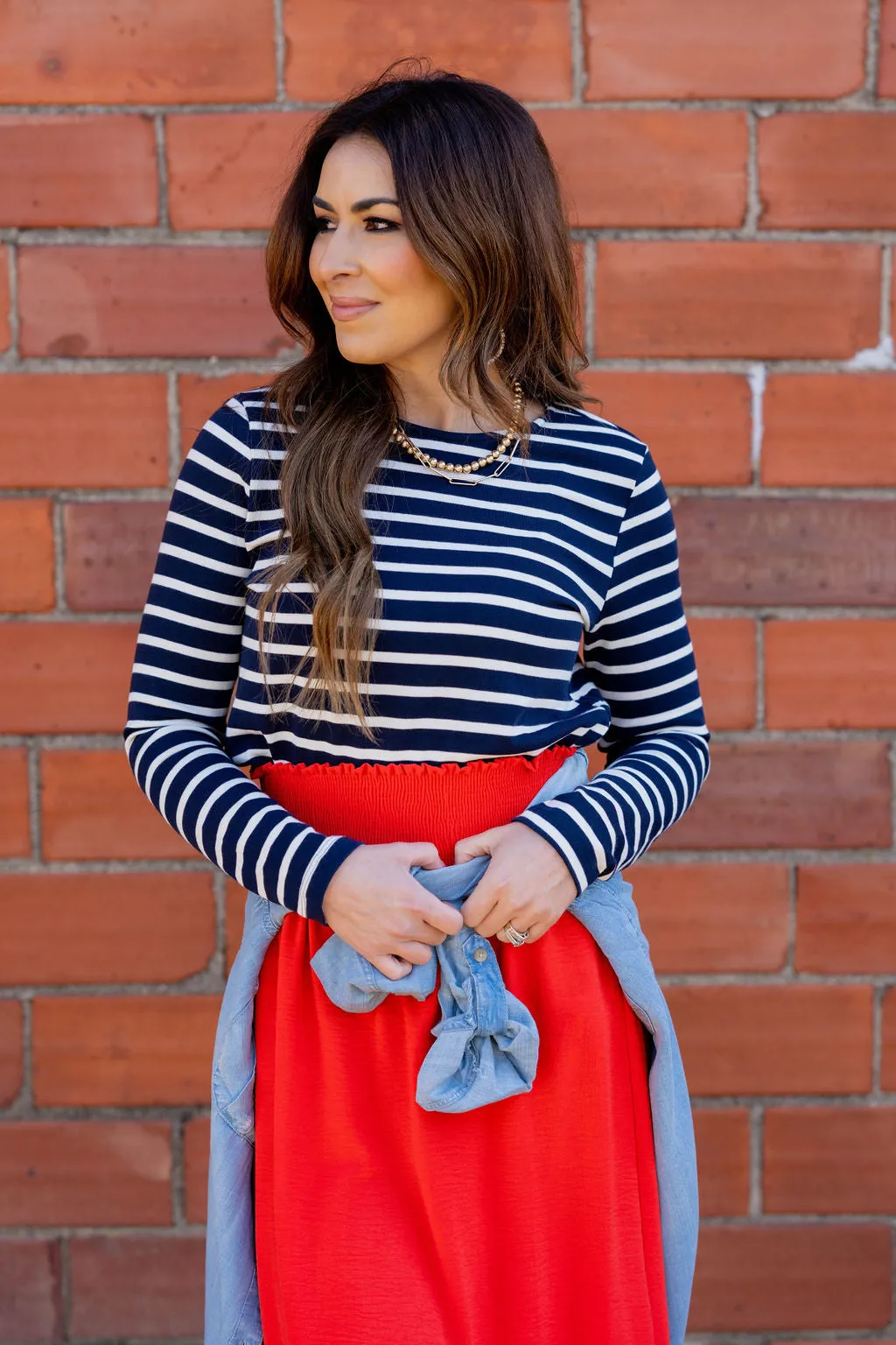 Striped Cotton Long Sleeve Tee