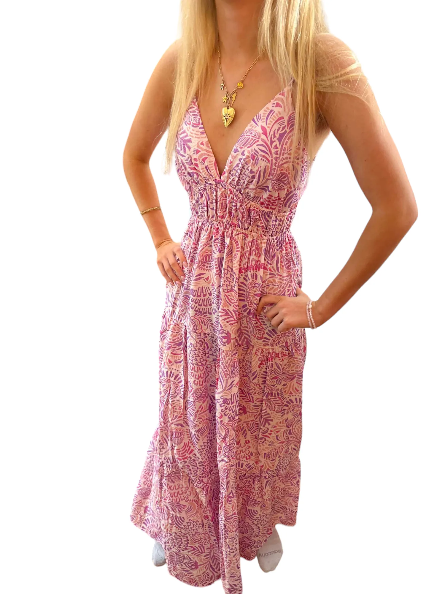 Sunset Dreams: A Lavishly Colorful Maxi Dress