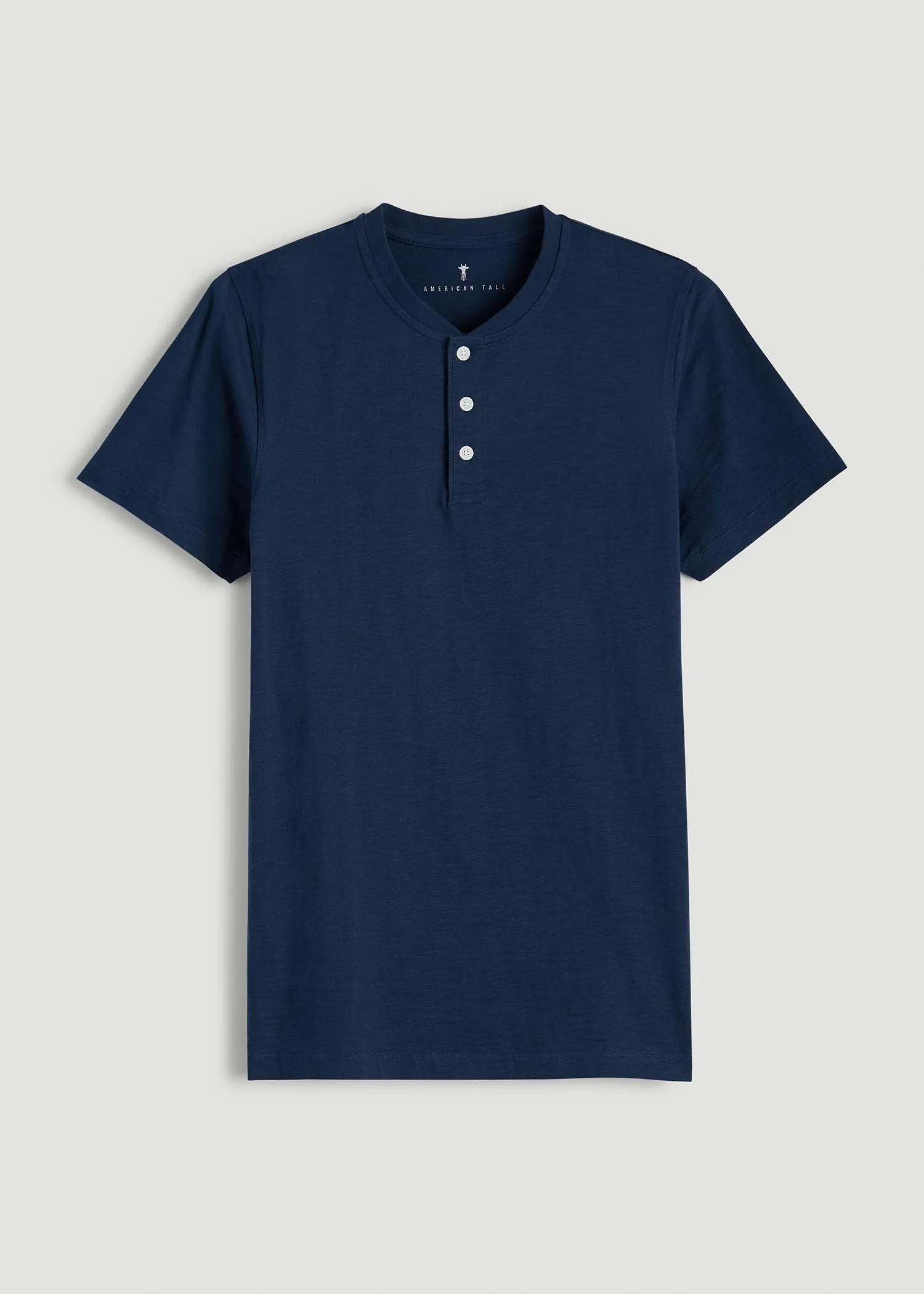 Sunwashed Short Sleeve Slub Henley for Tall Men in Regal Blue