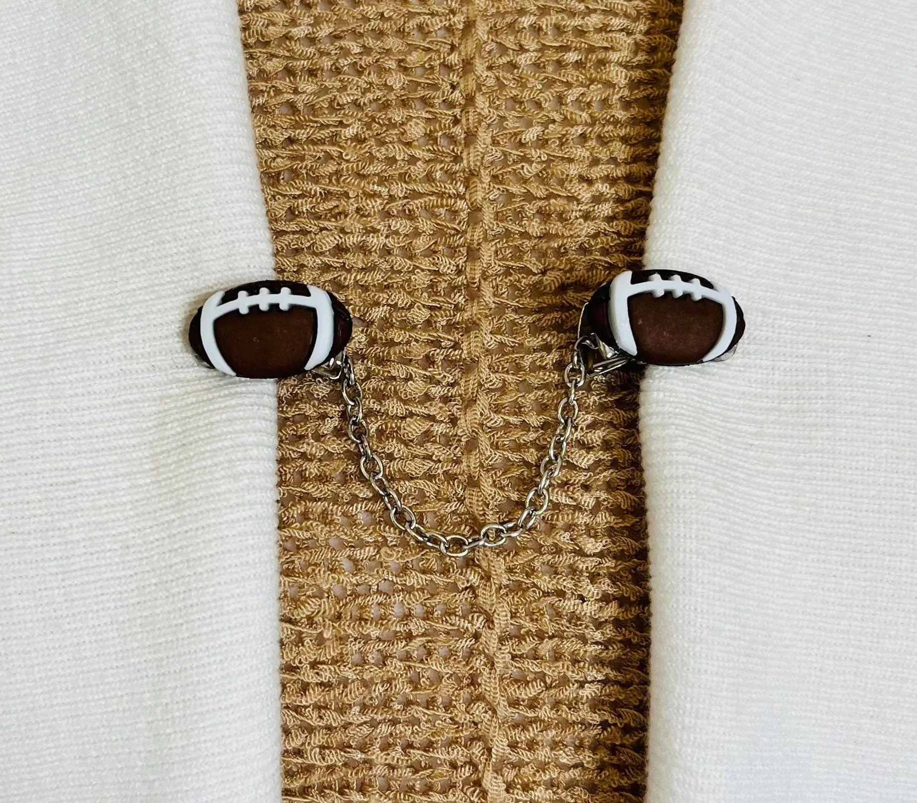 Sweater Clips Football Chain Cardigan Clip Soccer Sweater Clip for Super Bowl Jewelry Gift for Mom Gift for Her by Fabulici