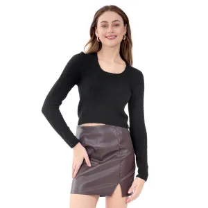 SWEATER PARA MUJER CROP ROUND NECK WITH COZZY KNIT FOREVER 21