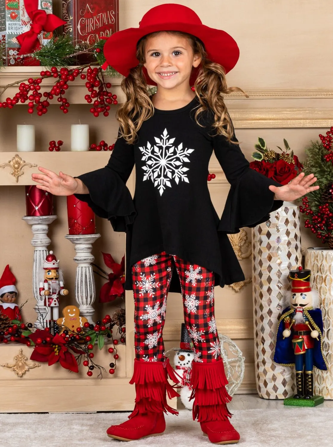 Sweet Snowflake Plaid Legging Set