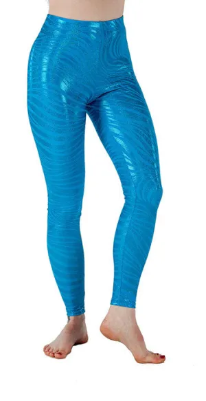 Teal Tiger Sparkle Spandex Leggings