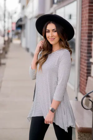 Thin Striped Sharkbite Tunic Tee