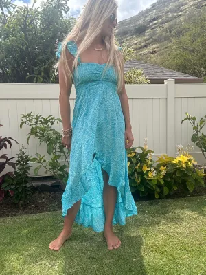 TIARE Brooklyn maxi dress-Geo Palms Teal