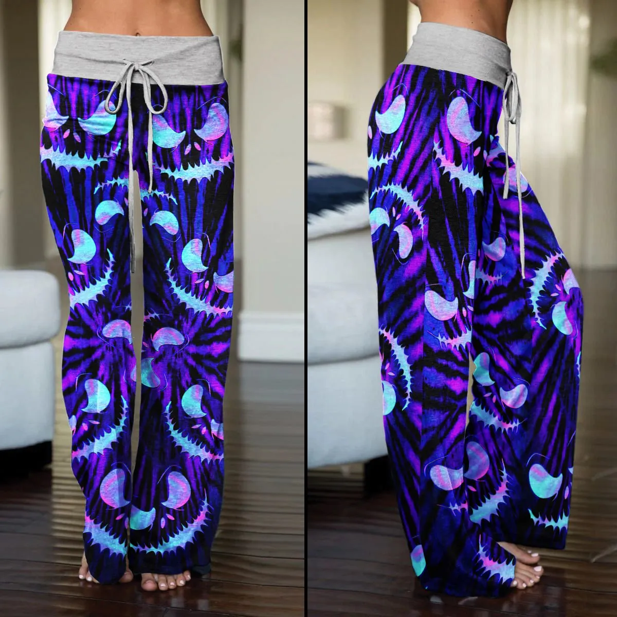 Tiedye Violet Nightmare Women's High-waisted Wide Leg Pants