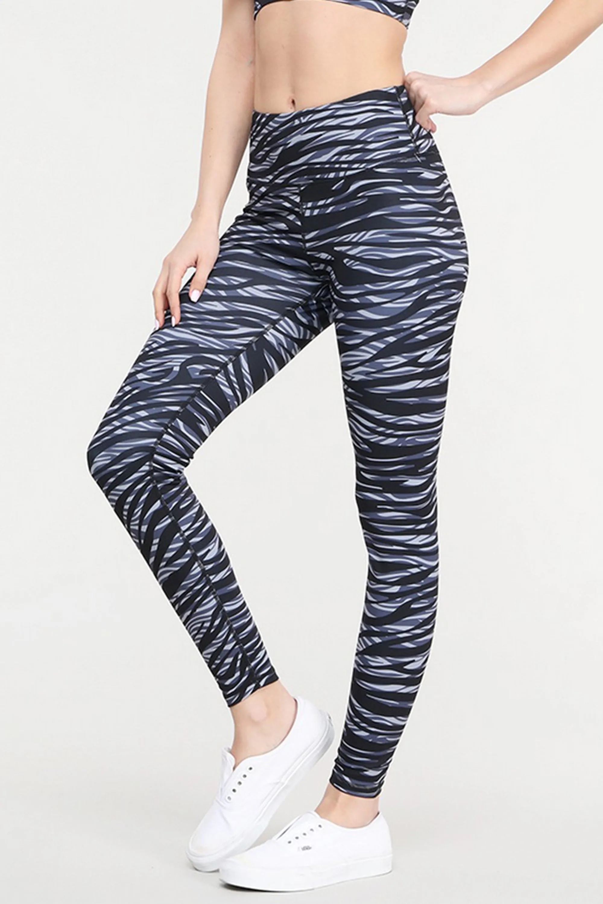 Toned Zebra Print Active Leggings