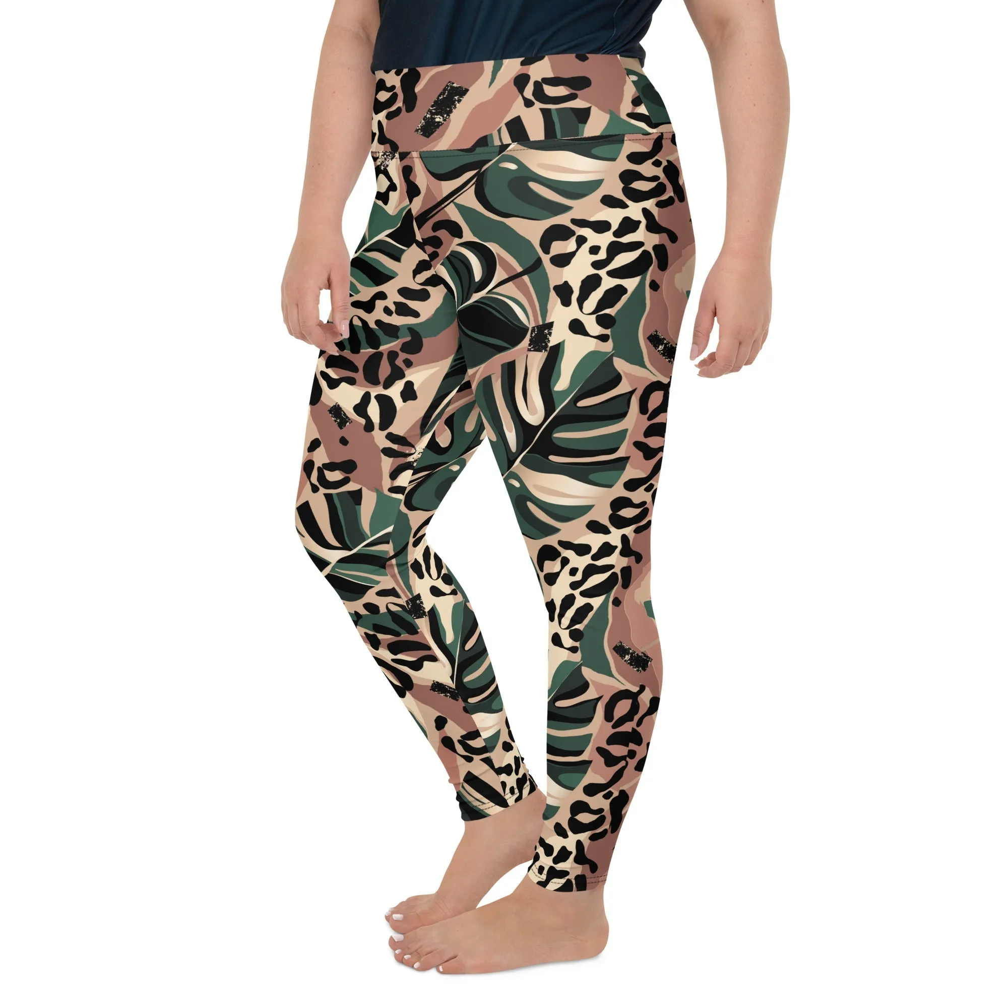 Tropical Leopard Plus Size Leggings