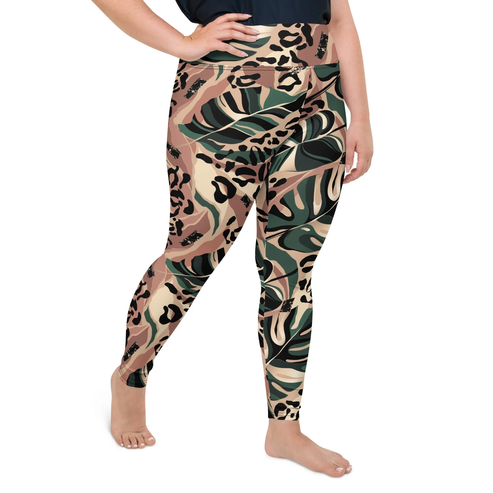 Tropical Leopard Plus Size Leggings