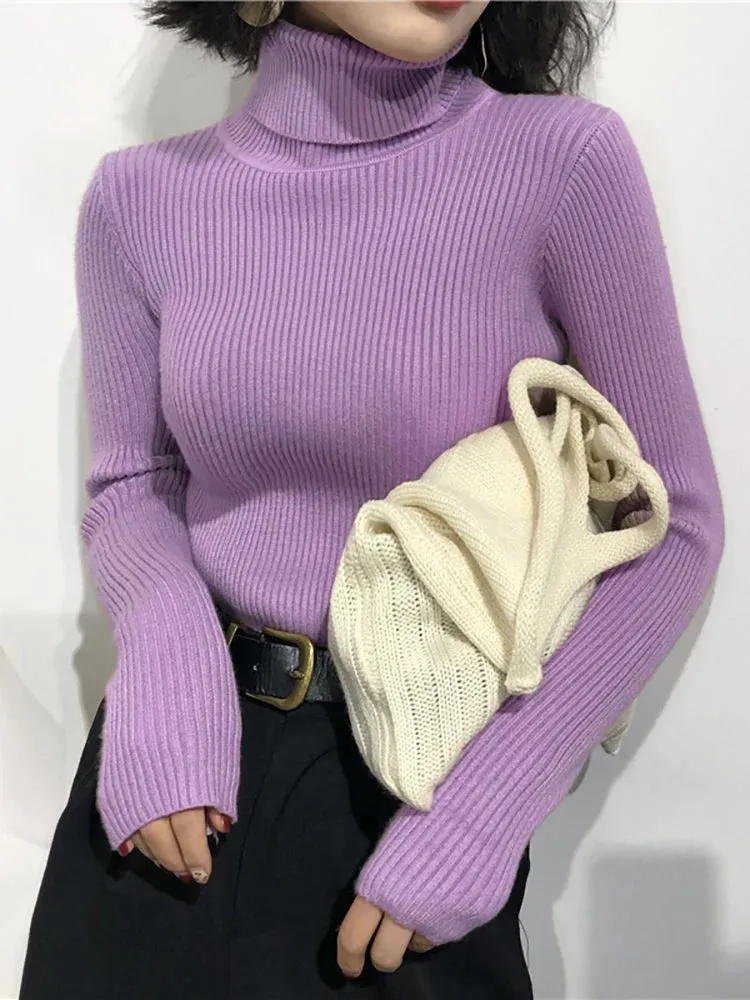 Turtleneck Sweater Womens 2024 Autumn Winter Tops Korean Slim Women Pullover Jumper Knitted Sweater Pull Femme Hiver Truien