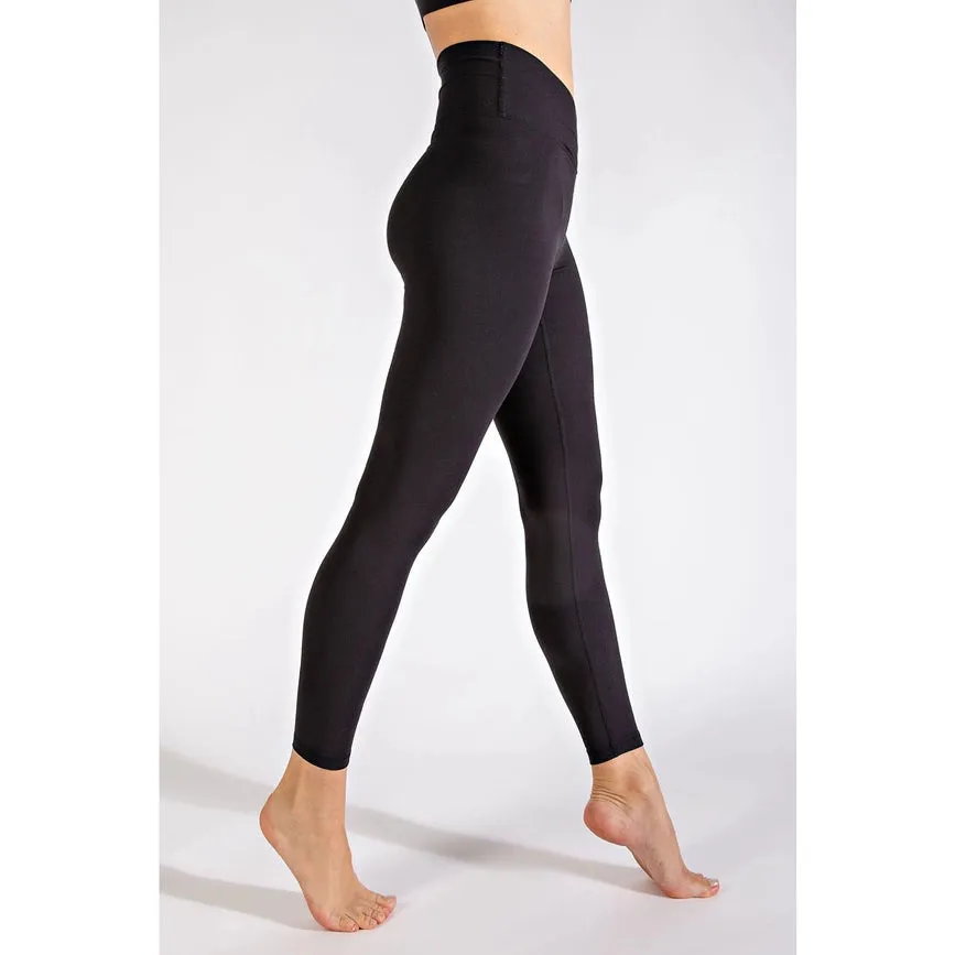 V Waist Full Length Leggings Black