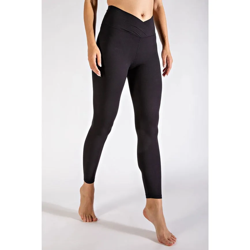 V Waist Full Length Leggings Black