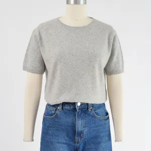 Vintage 90s Gray Cashmere Sweater Minimal Short Sleeve Crewneck Sweater by Ralph Lauren size M L