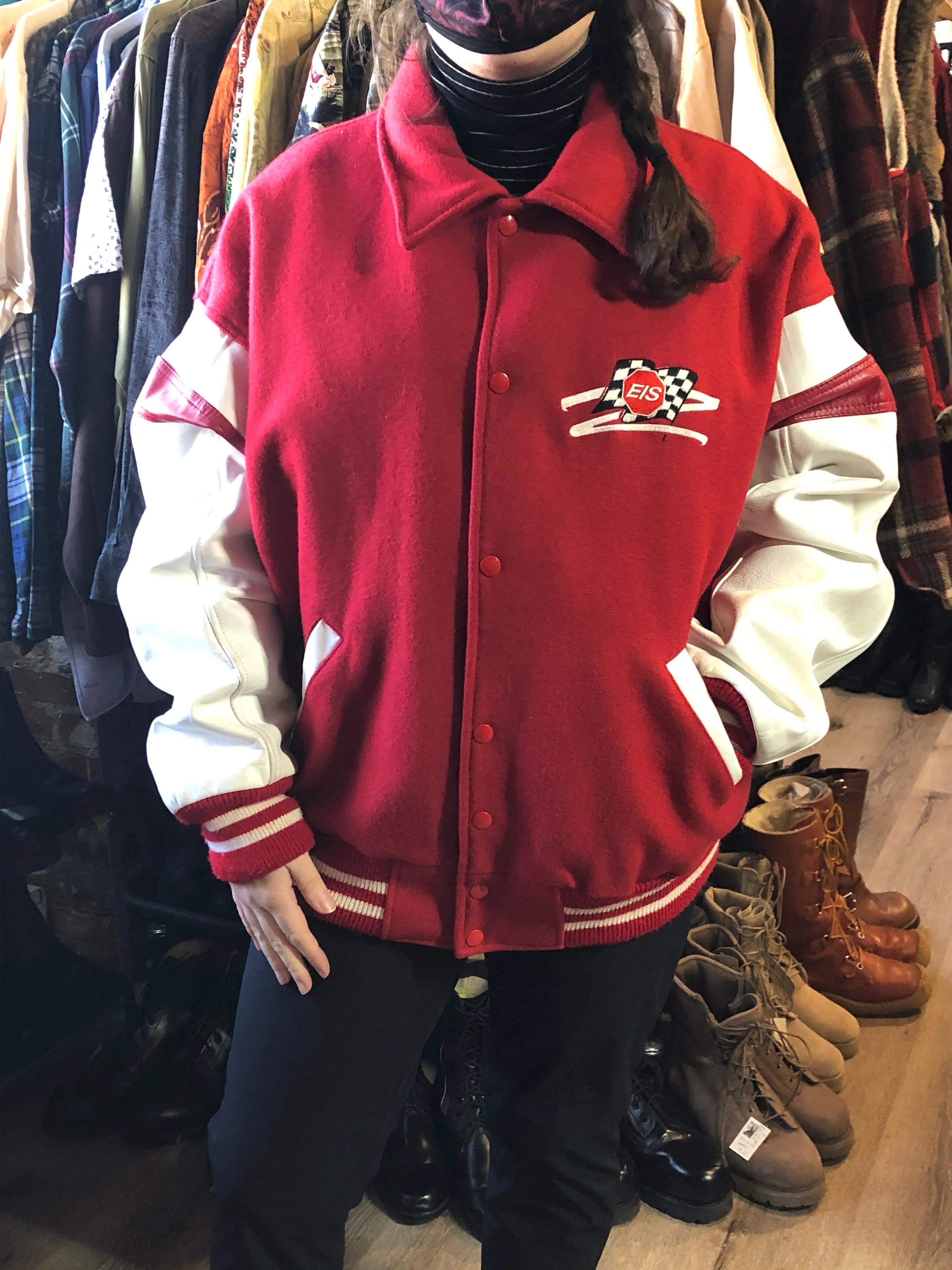 Vintage EIS Red and White Varsity Jacket