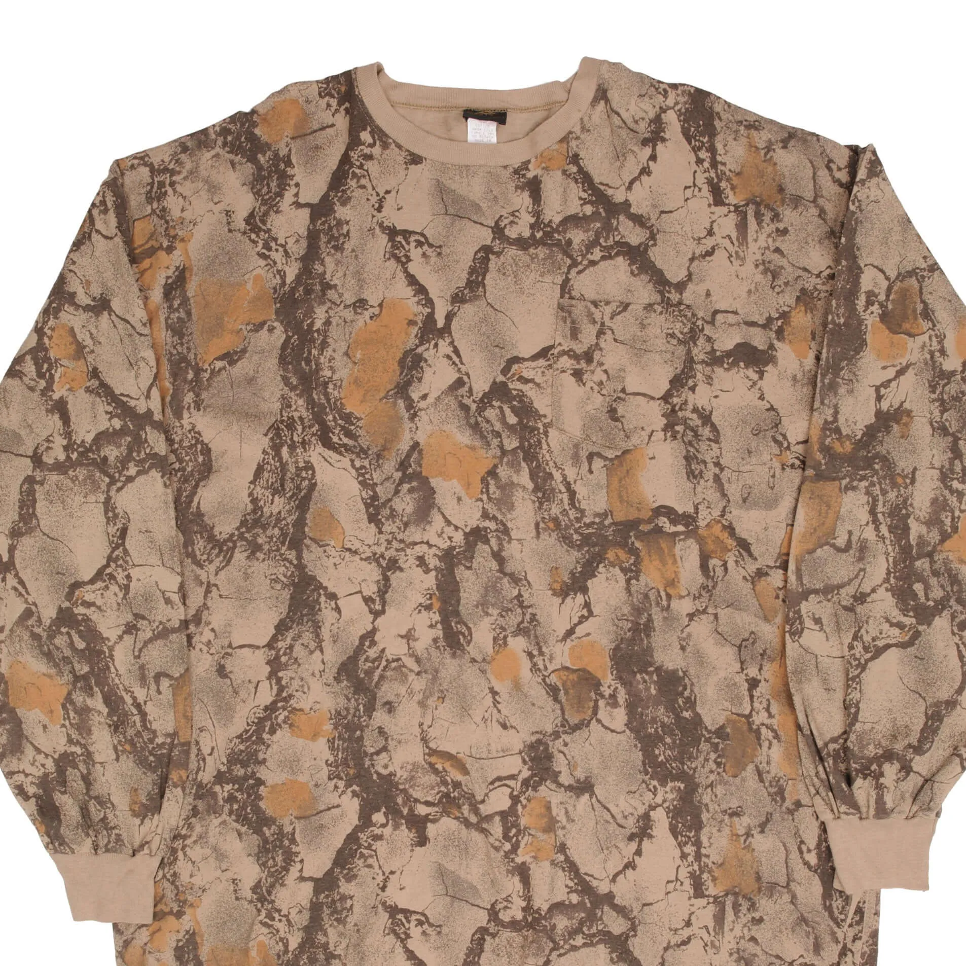 VINTAGE HUNTING NATURAL GEAR CAMO LONG SLEEVE POCKET TEE SHIRT 1990S SIZE 2XL