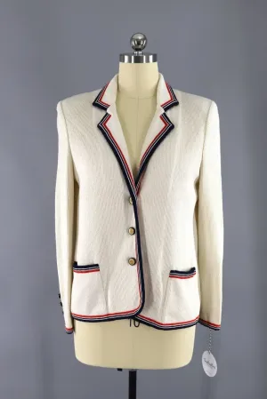 Vintage Ivory Nautical Knit Blazer