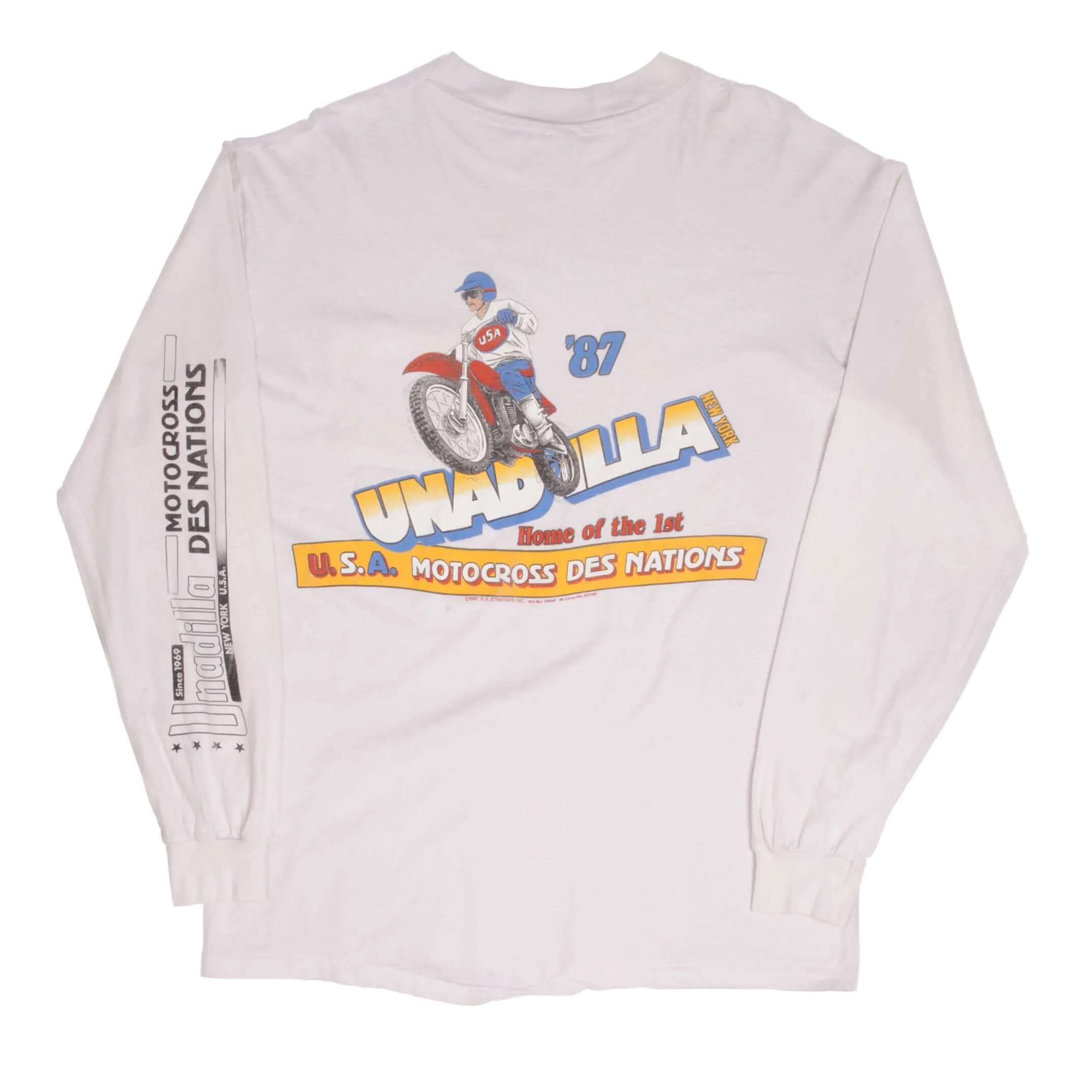 VINTAGE MOTOCROSS DES NATIONS UNADILLA LONG SLEEVE TEE SHIRT 1987 XL MADE USA