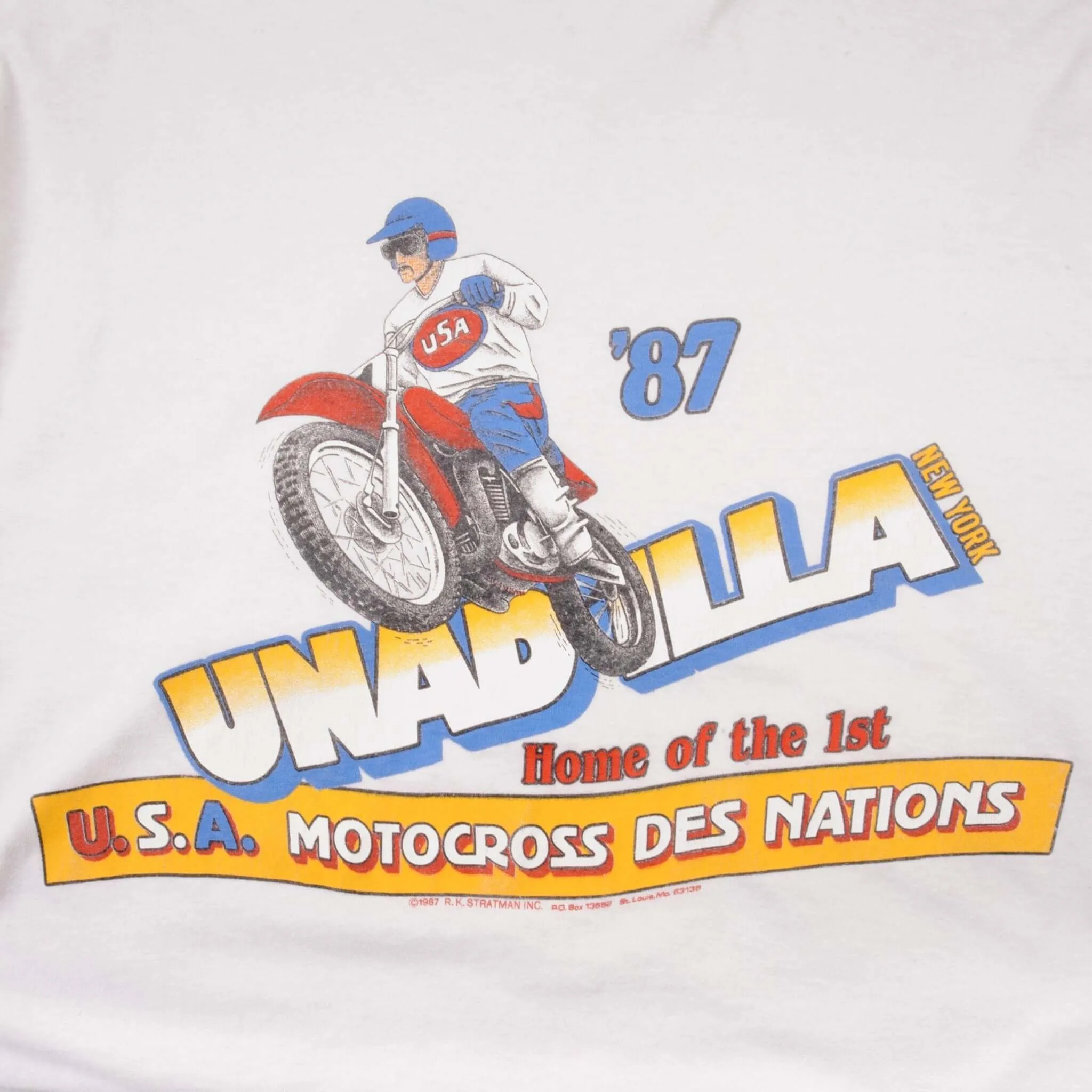 VINTAGE MOTOCROSS DES NATIONS UNADILLA LONG SLEEVE TEE SHIRT 1987 XL MADE USA