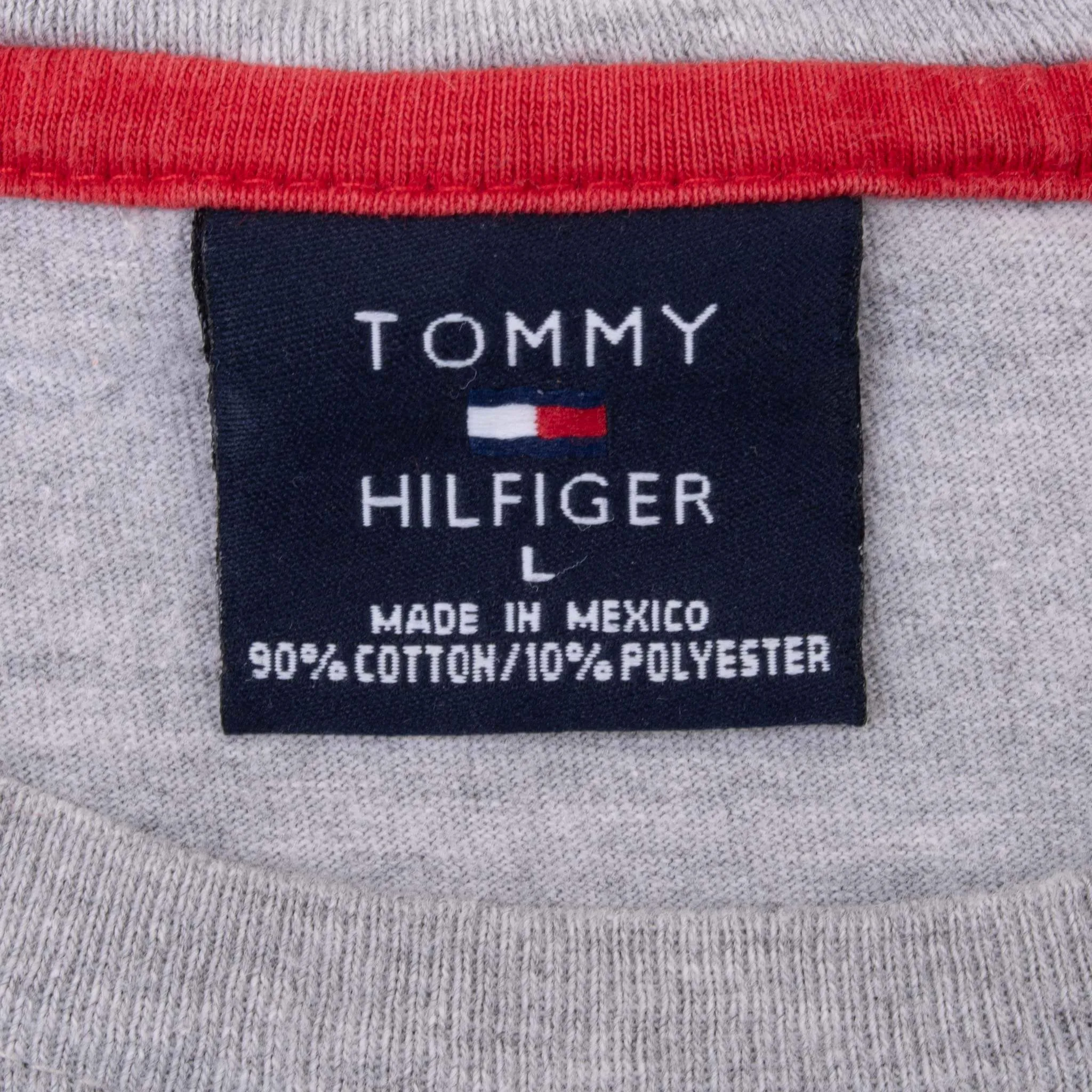 VINTAGE TOMMY HILFIGER SPELLOUT GREY LONG SLEEVE TEE SHIRT 2000S LARGE