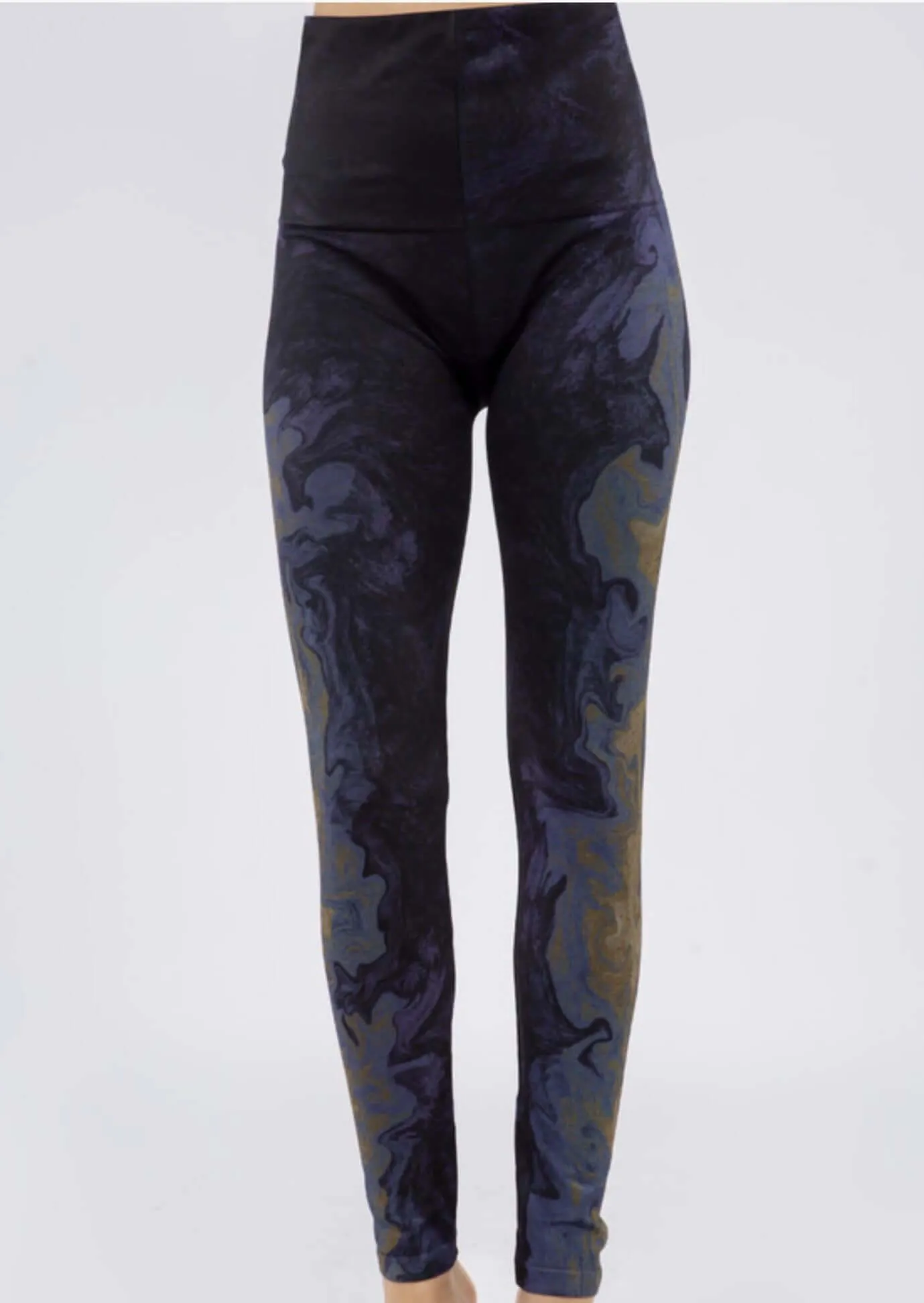 Water Color High Waist Leggings Made in USA - Clearance Final Sale