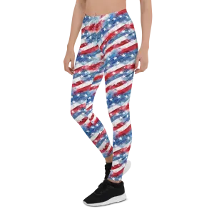 Watercolor Stars and Stripes Leggings