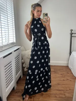 Willow High Neck Maxi Dress / Mono Print