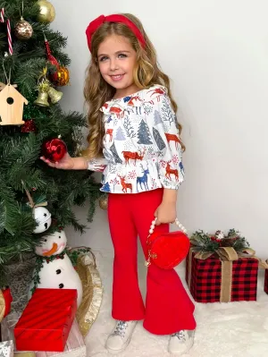 Winter Magic Reindeer Top and Flared Legging Set