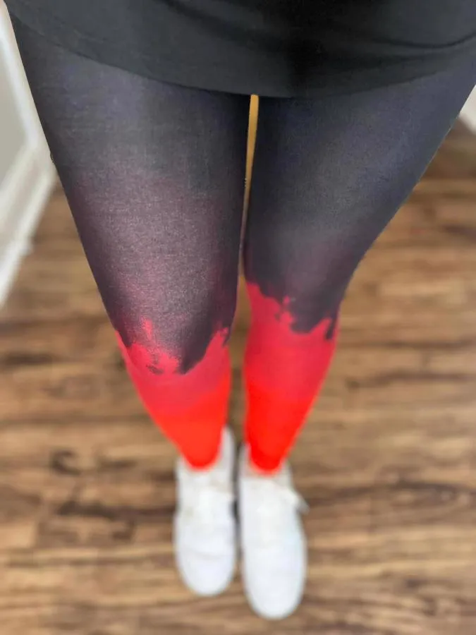 Witchful Thinking - Halloween Leggings: Black Red Smokey Fade