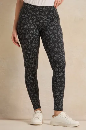 Women Black And Printed Long Length Leggings Pack Of(2Pieces)