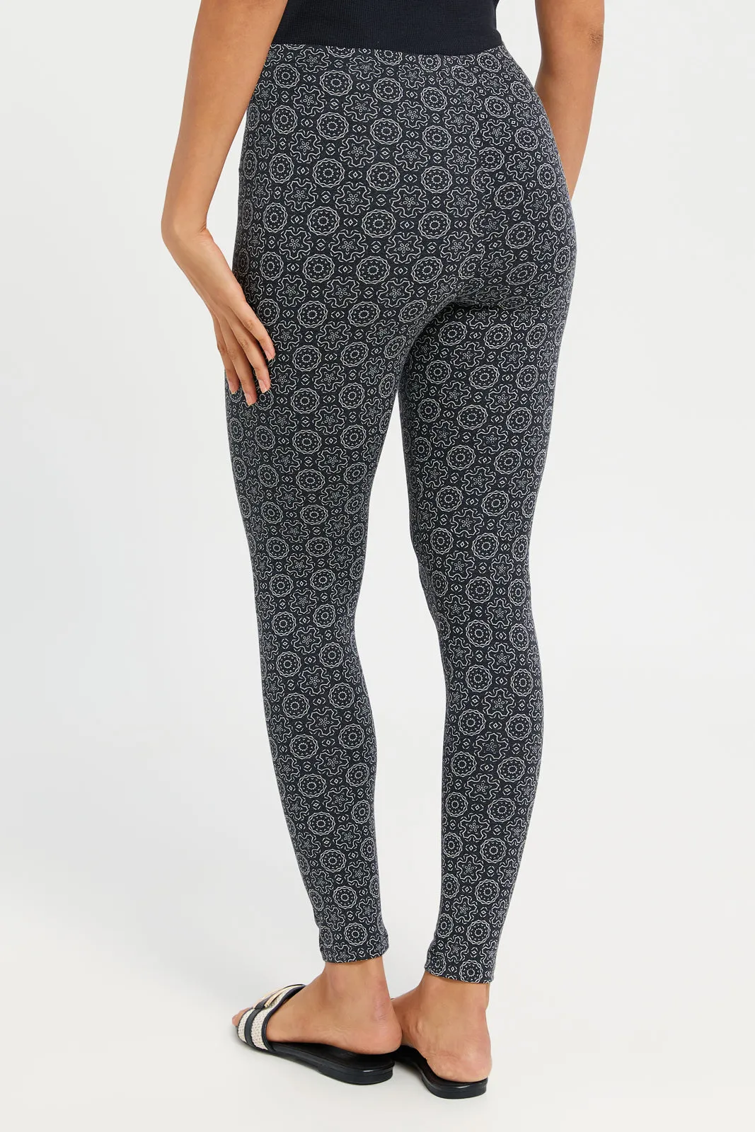 Women Charcoal Printed Leggings