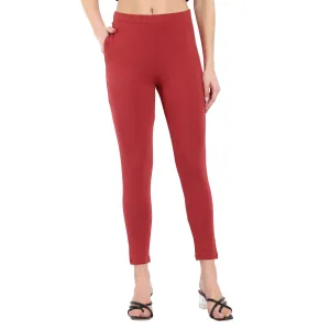 Women Maroon Ankle Length Legging