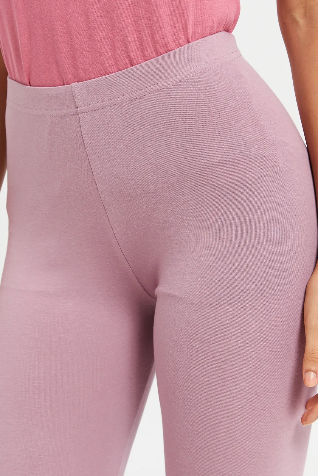 Women Mauve Cropped Leggings