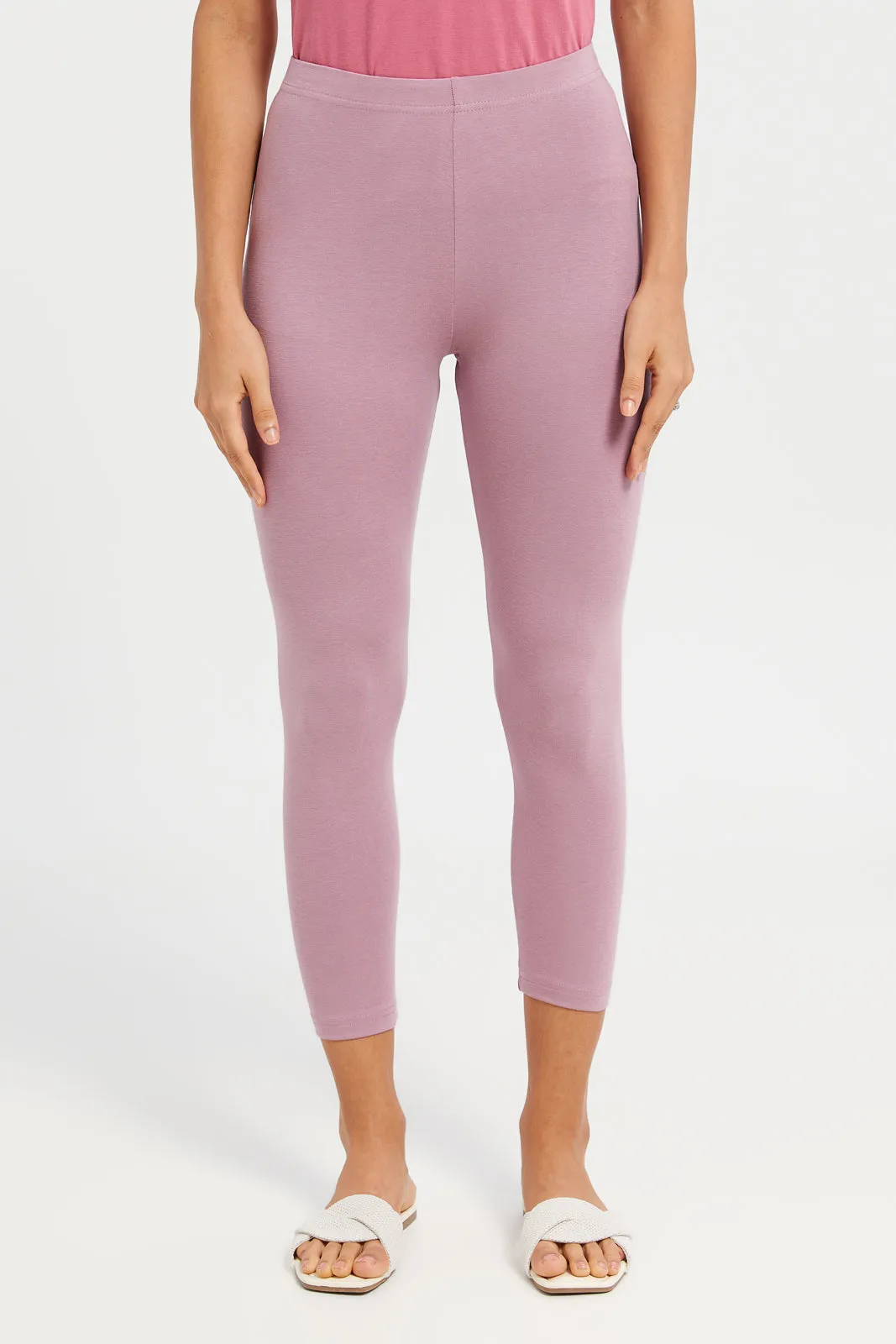 Women Mauve Cropped Leggings