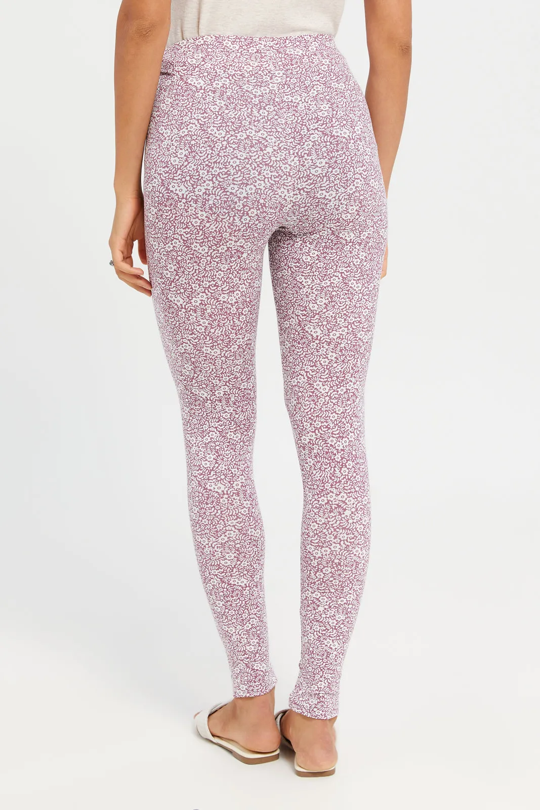 Women Mauve Printed Leggings