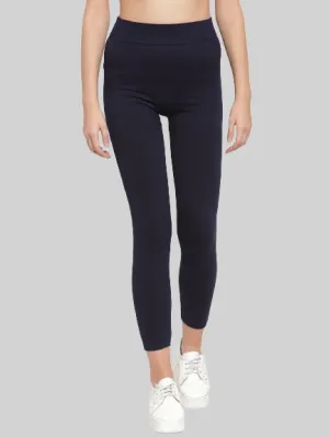 Women Navy Blue Stretchable Workout Leggings