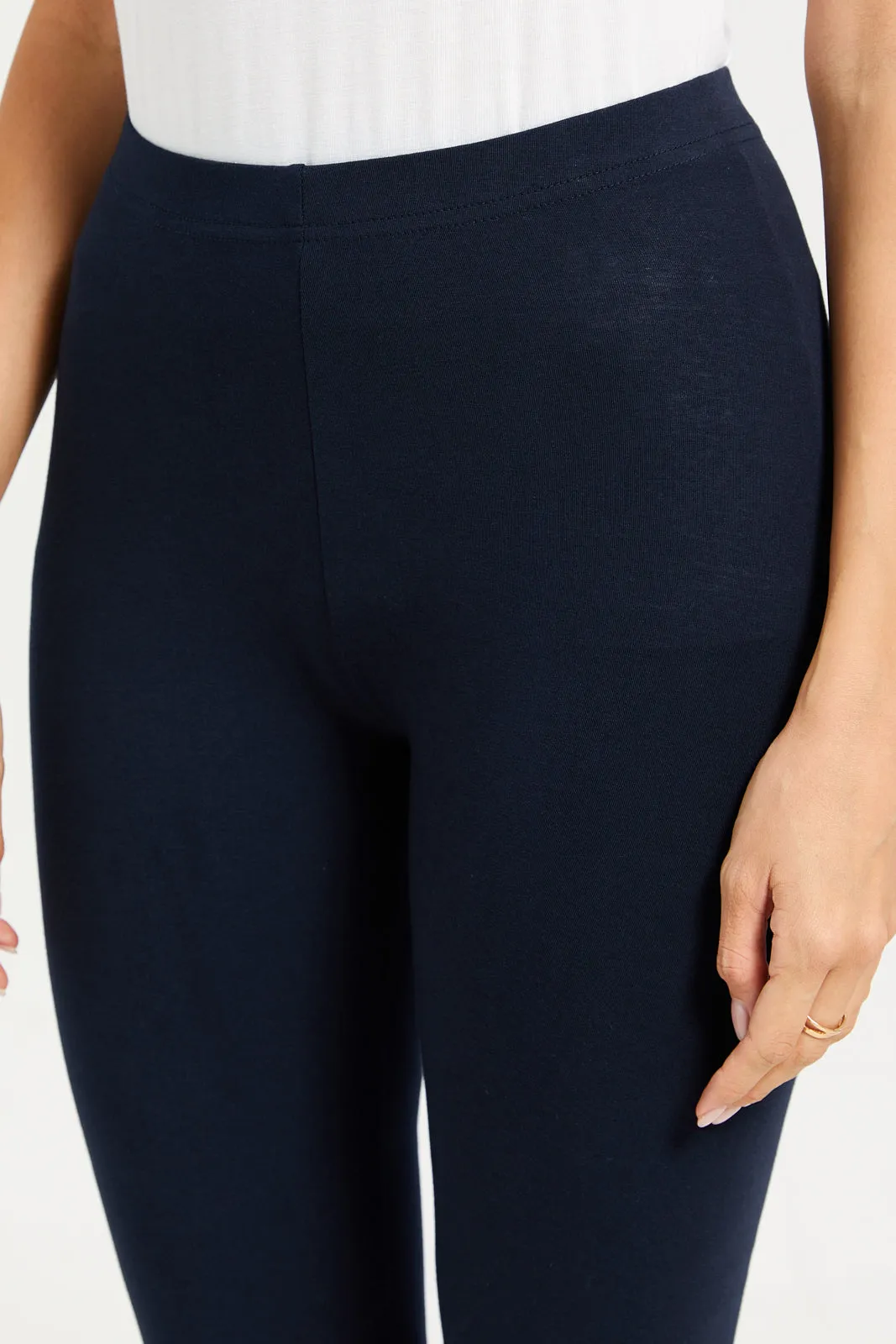 Women Navy Cropped Leggings