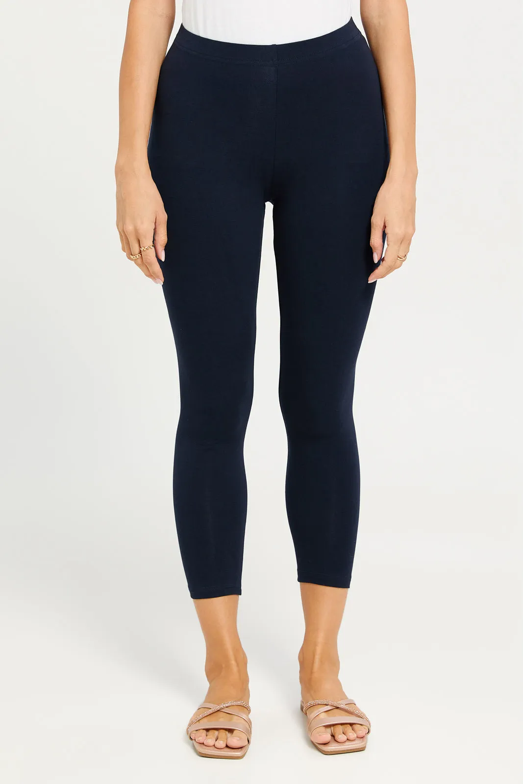 Women Navy Cropped Leggings