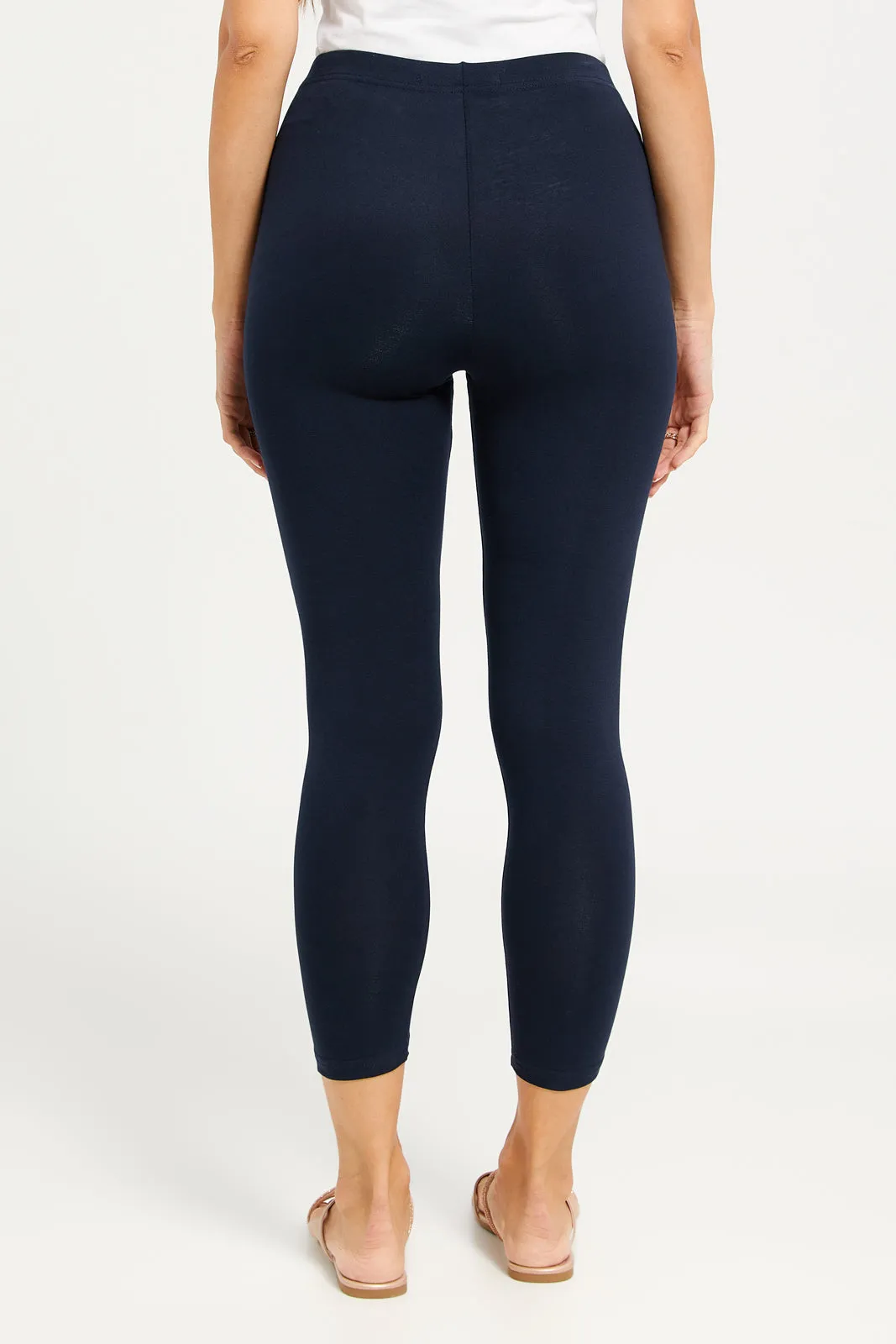 Women Navy Cropped Leggings