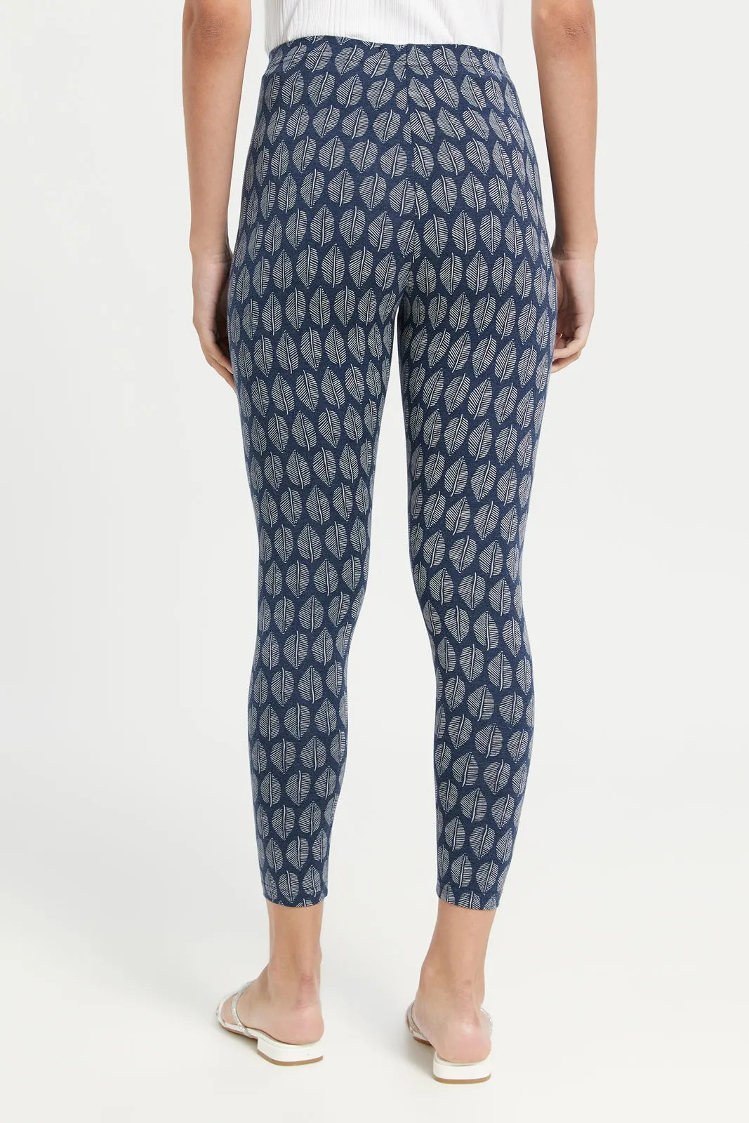 Women Navy Printed Leggings