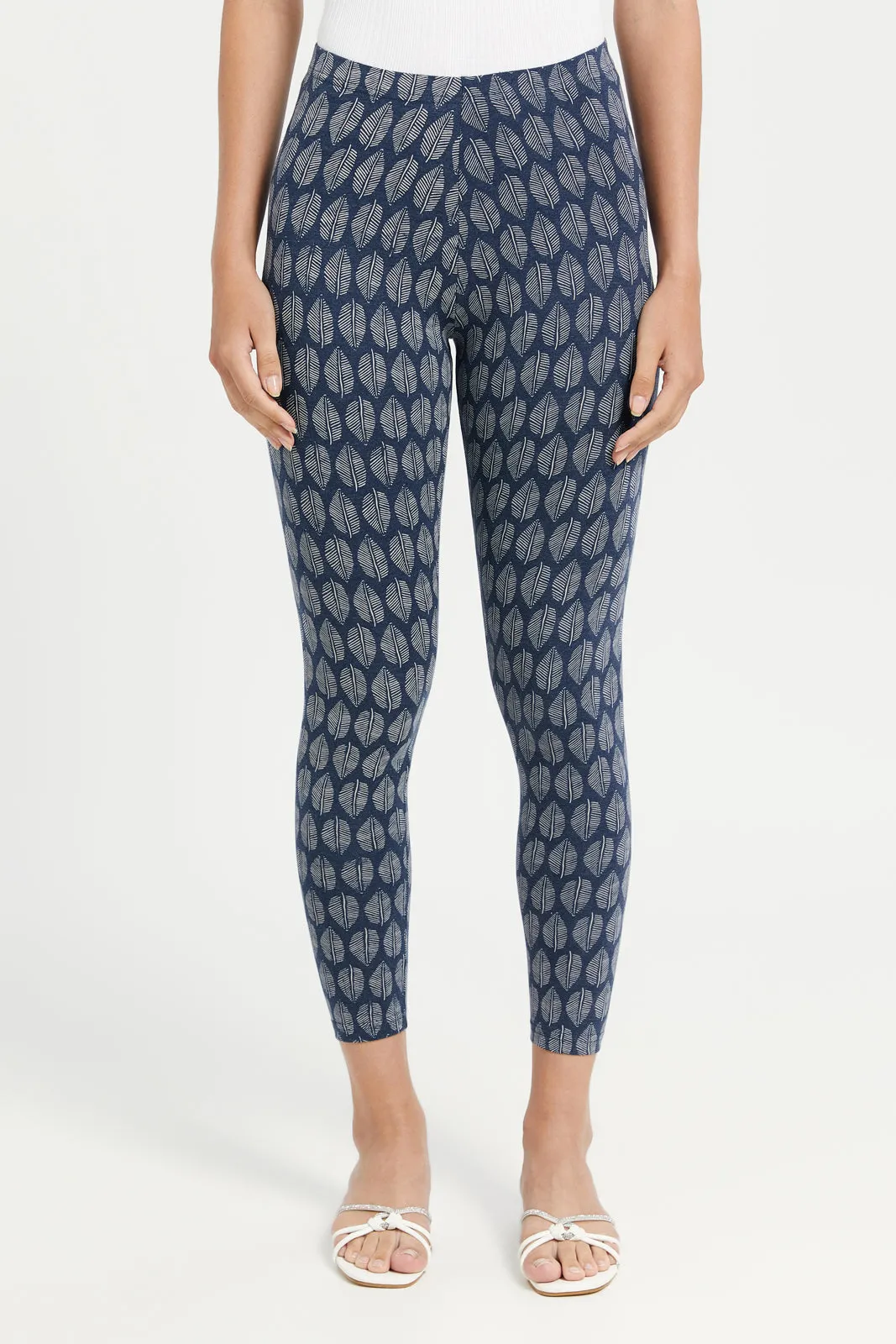 Women Navy Printed Leggings