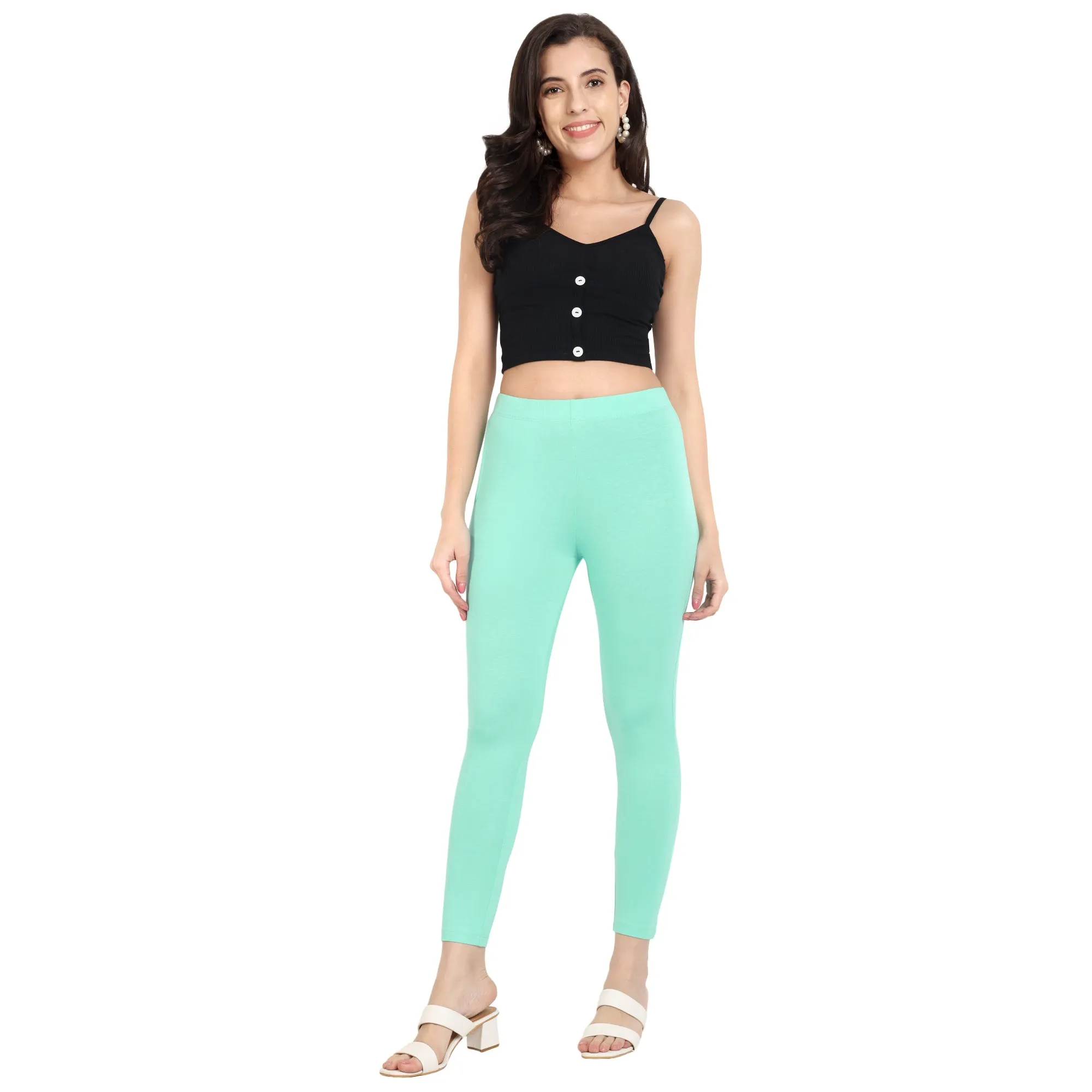 Women Sea Green Ankle Length Legging