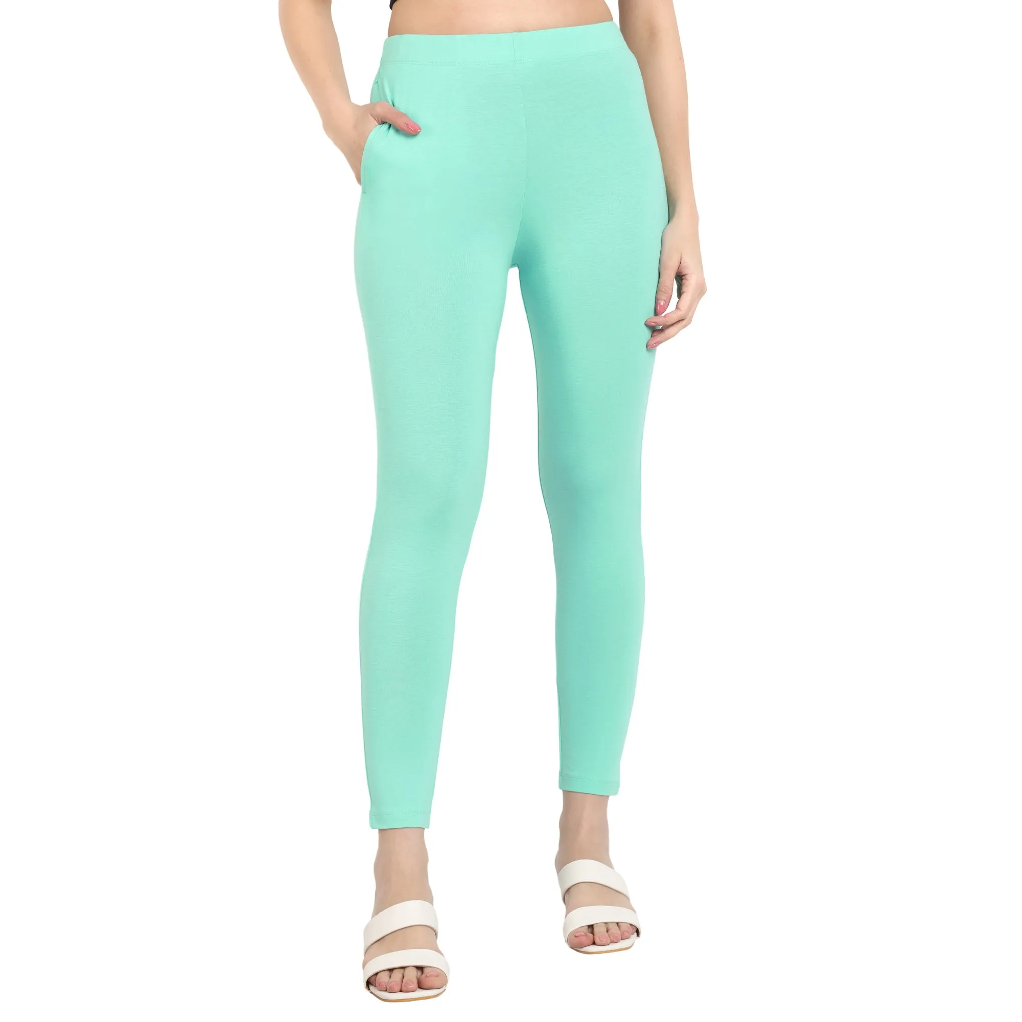 Women Sea Green Ankle Length Legging